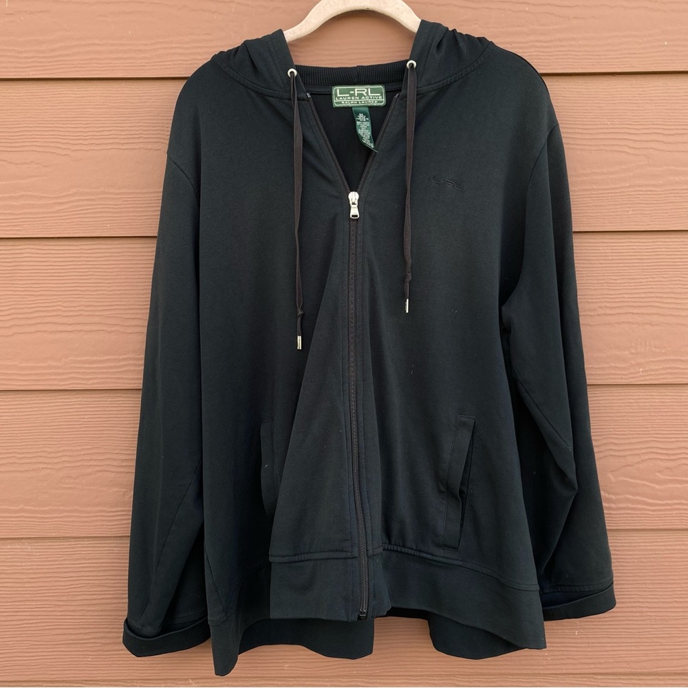 Ralph Lauren Active Black Soft Zip Up Cotton Blend Jacket Sweater Size 2X